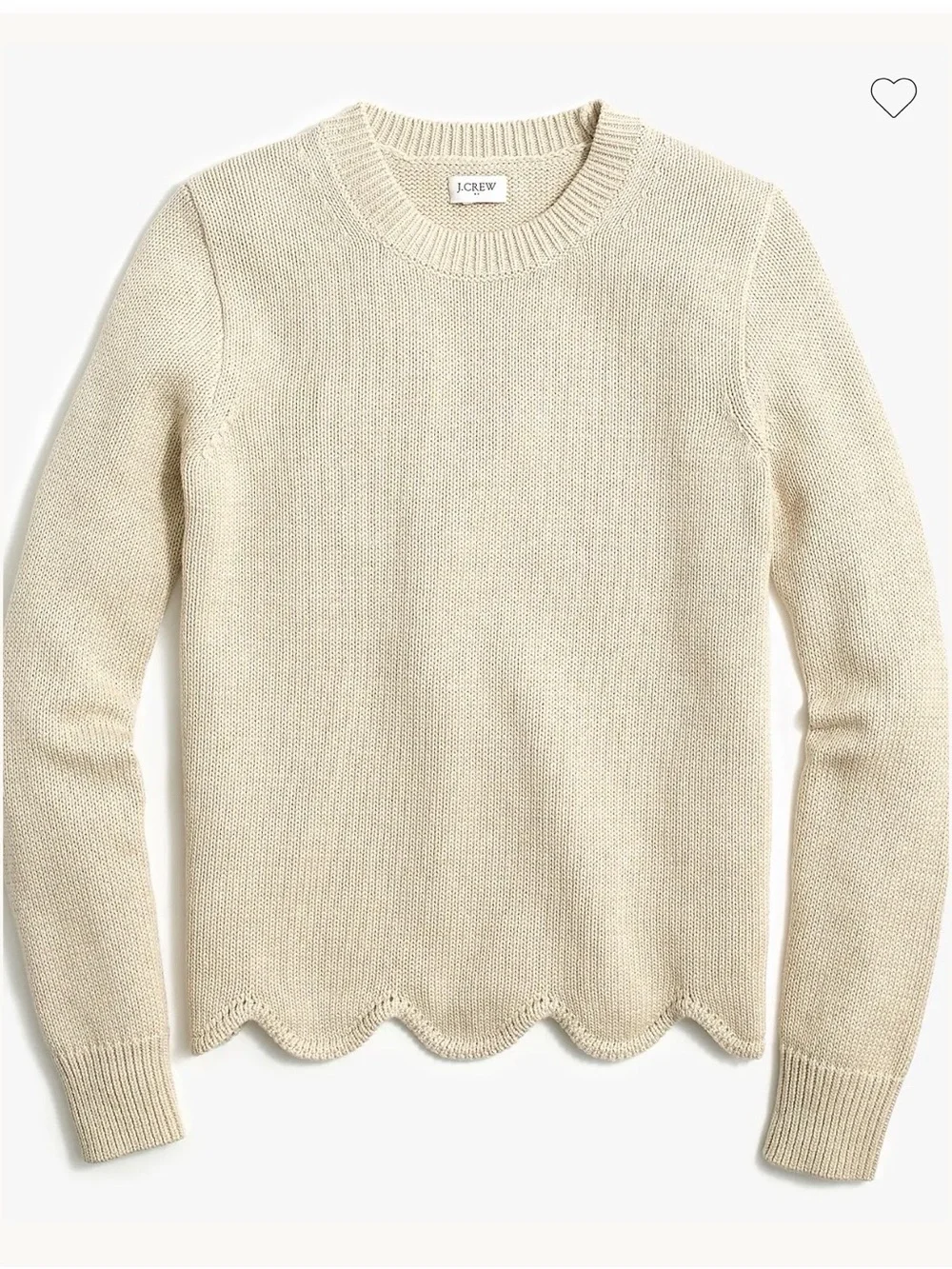 J. Crew Women's Cream Scallop-Hem Crewneck Sweater